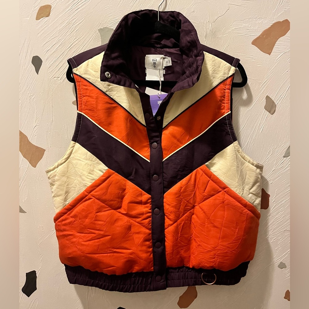 NWT Free People Anna Sui x Target Retro Colorblock Puffer Vest size XL